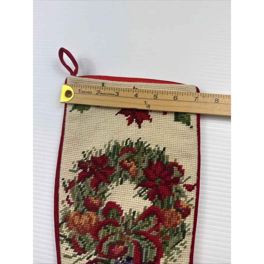 Vintage Needlepoint Christmas Stocking Wreath #2 20